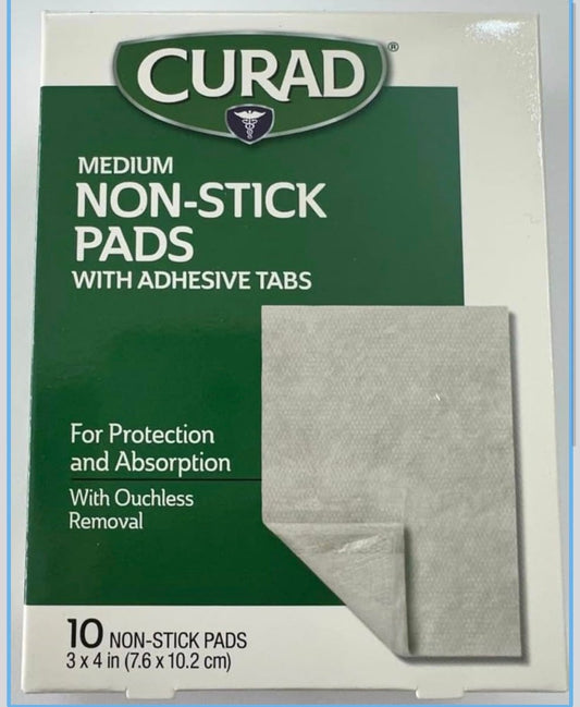 Curad Non-Stick Pads 3x4 Zoll, 10 Stück – Antihaft-Wundauflagen für sanfte Wundversorgung