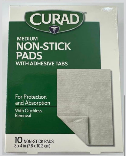 Curad Non-Stick Pads 3x4 Zoll, 10 Stück – Antihaft-Wundauflagen für sanfte Wundversorgung