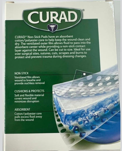 Curad Non-Stick Pads 3x4 Zoll, 10 Stück – Antihaft-Wundauflagen für sanfte Wundversorgung
