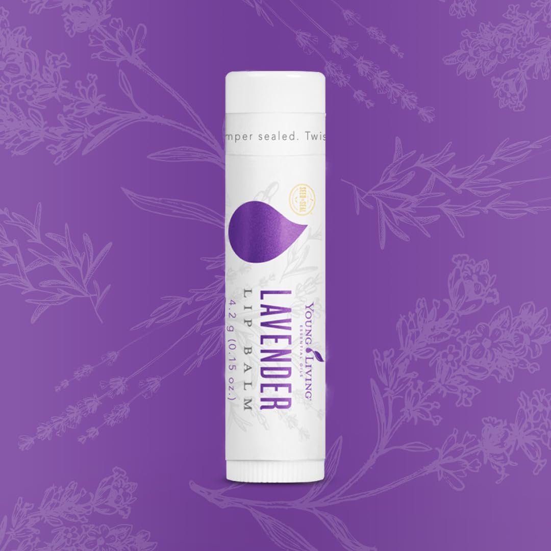 Young Living Lavendel Lippenbalsam – 0,15 oz – Ätherische Öle, beruhigt trockene Lippen, spendet Feuchtigkeit & pflegt, natürliche Lippenpflege, feuchtigkeitsspendende Lippenbehandlung