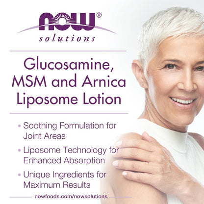 NOW Foods Solutions Glucosamin, MSM & Arnika Liposom-Lotion – 237 ml für Gelenkbereiche mit verbesserter Aufnahme