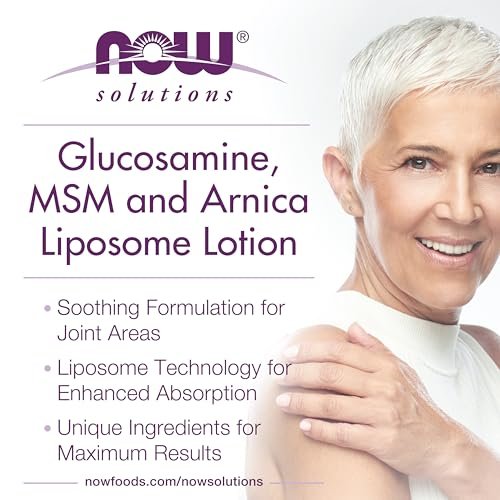 NOW Foods Solutions Glucosamin, MSM & Arnika Liposom-Lotion – 237 ml für Gelenkbereiche mit verbesserter Aufnahme