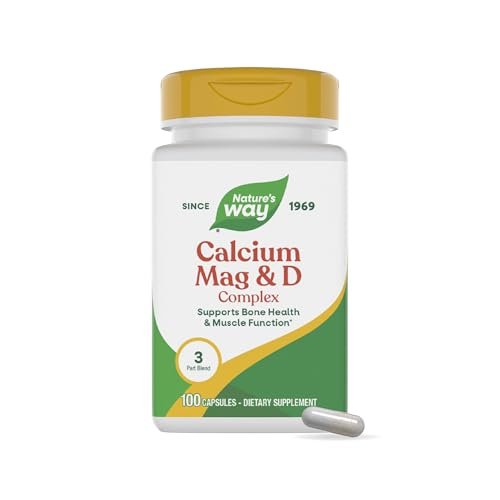 Nature's Way Calcium Magnesium & Vitamin D Komplex – Für gesunde Knochen & Zähne, Muskelfunktion*, Muskelentspannung* mit Vitamin D3, glutenfrei, 100 Kapseln