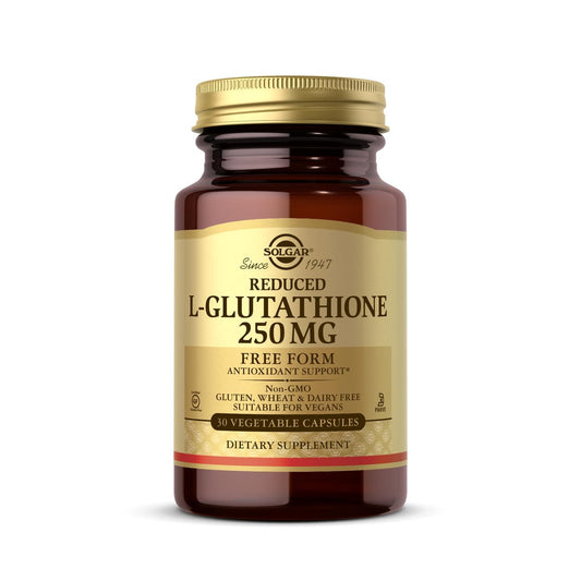 Solgar Reduziertes L-Glutathion 250 mg - 30 pflanzliche Kapseln - Antioxidative Unterstützung - Non-GMO, Vegan, Glutenfrei, Laktosefrei, Koscher - 30 Portionen
