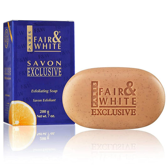 FAIR & WHITE Exclusive Peeling-Seife – 200 g – Hautaufhellende Seife mit Vitamin C und Sheabutter für ebenmäßigen Hautton