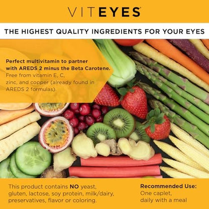 Viteyes Classic AREDS 2 Companion Beta-Carotin-freies Multivitamin-Präparat, umfassende Multivitamin-Formel für AREDS-2-Anwender, 90 Tabletten