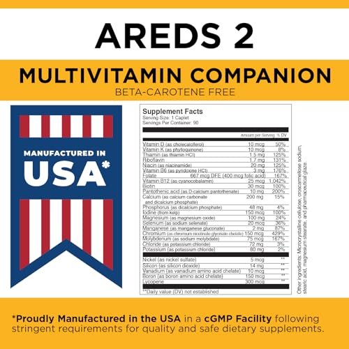 Viteyes Classic AREDS 2 Companion Beta-Carotin-freies Multivitamin-Präparat, umfassende Multivitamin-Formel für AREDS-2-Anwender, 90 Tabletten