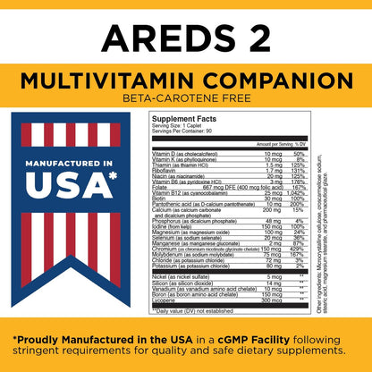 Viteyes Classic AREDS 2 Companion Beta-Carotin-freies Multivitamin-Präparat, umfassende Multivitamin-Formel für AREDS-2-Anwender, 90 Tabletten