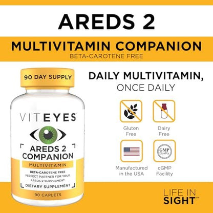 Viteyes Classic AREDS 2 Companion Beta-Carotin-freies Multivitamin-Präparat, umfassende Multivitamin-Formel für AREDS-2-Anwender, 90 Tabletten