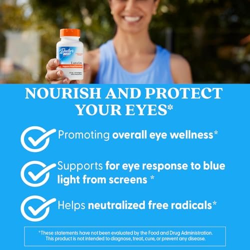 Doctor's Best Lutein 20 mg mit Zeaxanthin 1 mg – Augenvitamine für Männer & Frauen, Sehkraft- und Makulagesundheit, Kapseln mit Ringelblumenextrakt – 60 Softgels