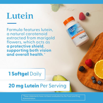 Doctor's Best Lutein 20 mg mit Zeaxanthin 1 mg – Augenvitamine für Männer & Frauen, Sehkraft- und Makulagesundheit, Kapseln mit Ringelblumenextrakt – 60 Softgels