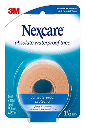 Nexcare Absolute Waterproof Tape – Flexible Schaumstoff-Medizinisches Tape, 1,5 Zoll x 4,5 Meter, 1 Rolle