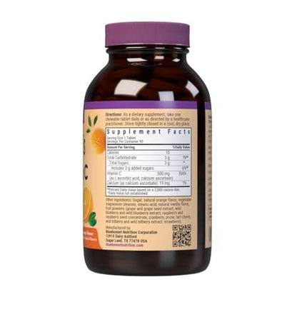 Bluebonnet Nutrition EarthSweet Vitamin C 500 mg – Hochdosiertes Vitamin C für Immunsystem & antioxidativen Schutz – Orangengeschmack – 90 Kautabletten – Glutenfrei, Vegan