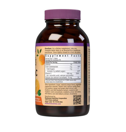 Bluebonnet Nutrition EarthSweet Vitamin C 500 mg – Hochdosiertes Vitamin C für Immunsystem & antioxidativen Schutz – Orangengeschmack – 90 Kautabletten – Glutenfrei, Vegan