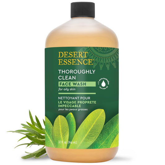 Desert Essence Teebaum-Gesichtsreiniger 946 ml – Gesichtsreiniger mit natürlichem Teebaumöl für die tägliche Anwendung – Sanfte Castilien-Formel für empfindliche und fettige Haut – Vegan und tierversuchsfrei