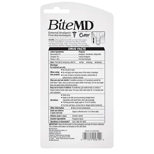 Cutter BiteMD Insektenstich-Stift zur Linderung – Analgetisch & Antiseptisch – 0,5 Fl Oz (6er-Pack)