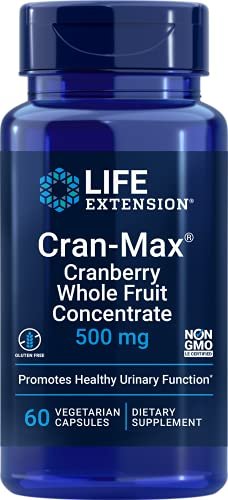 Life Extension Cran-Max® 500 mg – Cranberry-Vollfruchtkonzentrat für die Gesundheit der Harnwege mit starken Antioxidantien, glutenfrei, vegetarisch, nicht gentechnisch verändert, 60 Kapseln