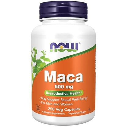 NOW Foods Maca 500 mg – 250 Kapseln für Männer und Frauen zur Unterstützung der reproduktiven Gesundheit