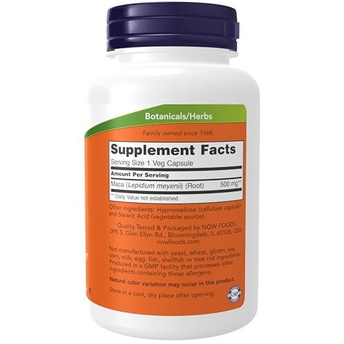 NOW Foods Maca 500 mg – 250 Kapseln für Männer und Frauen zur Unterstützung der reproduktiven Gesundheit