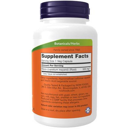NOW Foods Maca 500 mg – 250 Kapseln für Männer und Frauen zur Unterstützung der reproduktiven Gesundheit