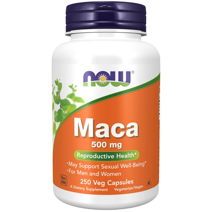 NOW Foods Maca 500 mg – 250 Kapseln für Männer und Frauen zur Unterstützung der reproduktiven Gesundheit
