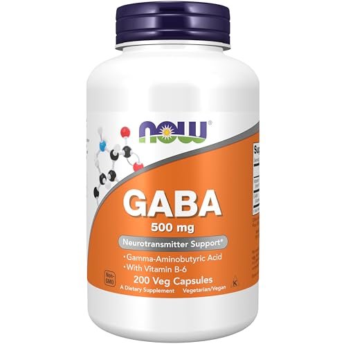 NOW Foods GABA 500 mg, 200 vegane Kapseln - Unterstützt Entspannung und Nervensystem