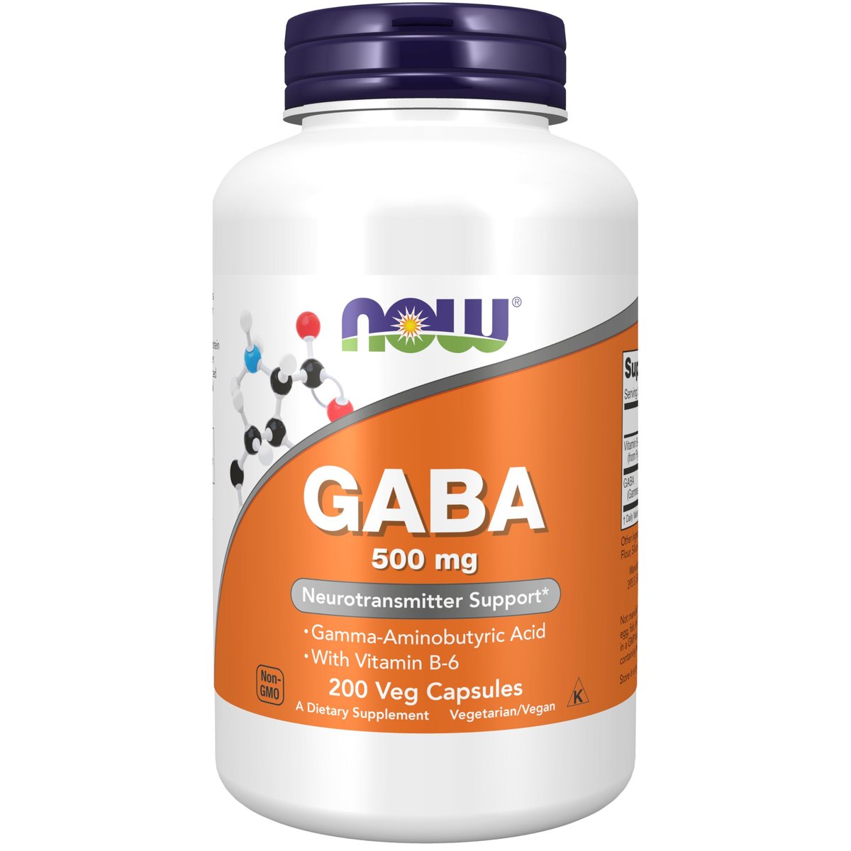 NOW Foods GABA 500 mg, 200 vegane Kapseln - Unterstützt Entspannung und Nervensystem