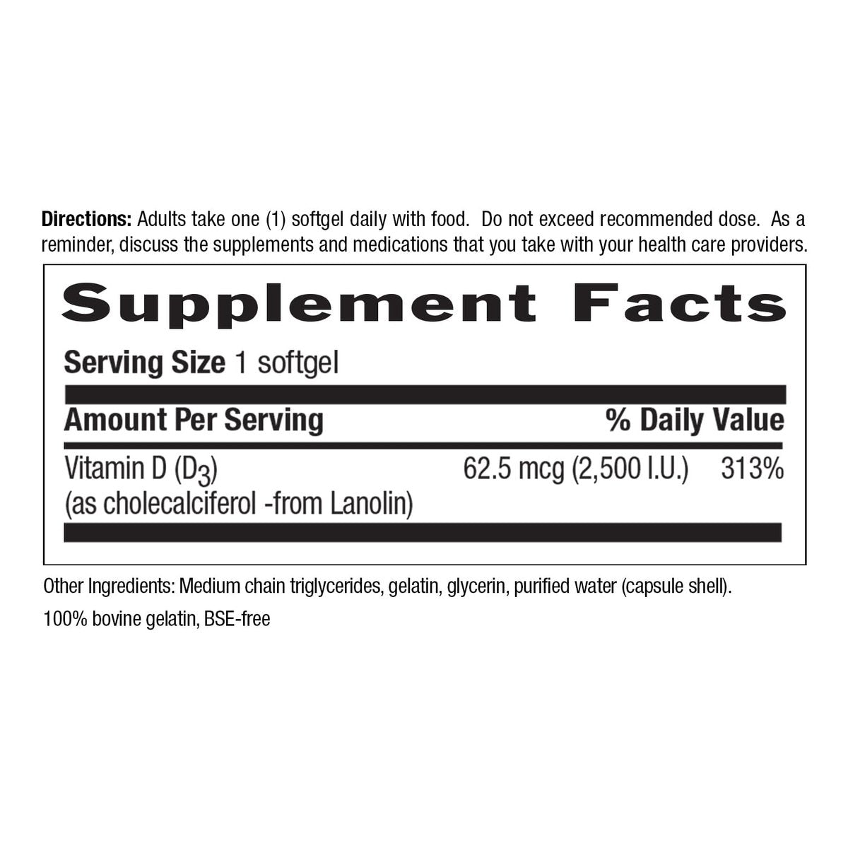 Country Life Vitamin D3 2500 IE – Hochdosiertes Vitamin D3 aus pflanzlicher Quelle für Knochenstärke, Immununterstützung & Kalziumaufnahme – Zertifiziert glutenfrei, 200 Softgels