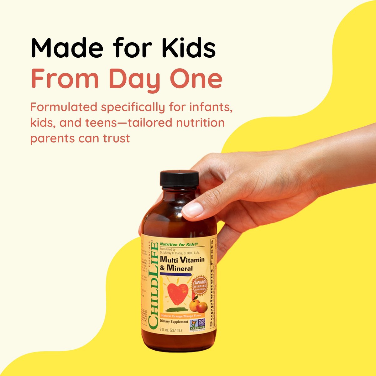 CHILDLIFE ESSENTIALS Multivitamin & Mineral für Kinder – Flüssiges Vitaminpräparat für Kleinkinder & Babys – Natürlicher Orangen-Mango-Geschmack, 237 ml (1er-Pack)