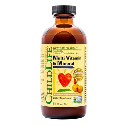 CHILDLIFE ESSENTIALS Multivitamin & Mineral für Kinder – Flüssiges Vitaminpräparat für Kleinkinder & Babys – Natürlicher Orangen-Mango-Geschmack, 237 ml (1er-Pack)