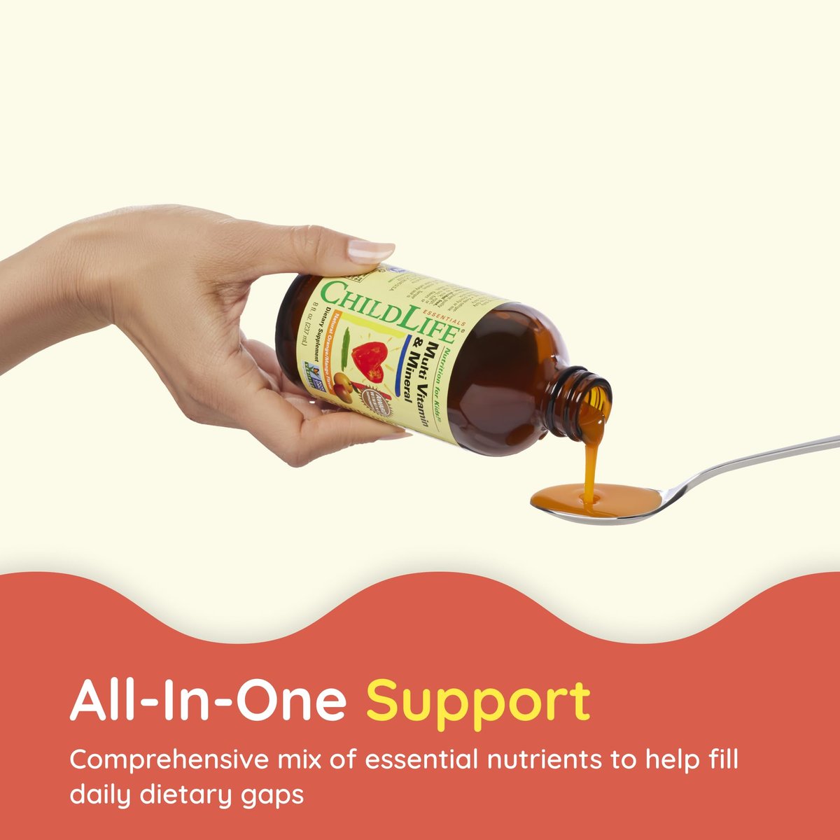 CHILDLIFE ESSENTIALS Multivitamin & Mineral für Kinder – Flüssiges Vitaminpräparat für Kleinkinder & Babys – Natürlicher Orangen-Mango-Geschmack, 237 ml (1er-Pack)