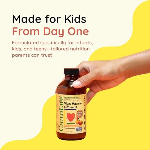 CHILDLIFE ESSENTIALS Multivitamin & Mineral für Kinder – Flüssiges Vitaminpräparat für Kleinkinder & Babys – Natürlicher Orangen-Mango-Geschmack, 237 ml (1er-Pack)