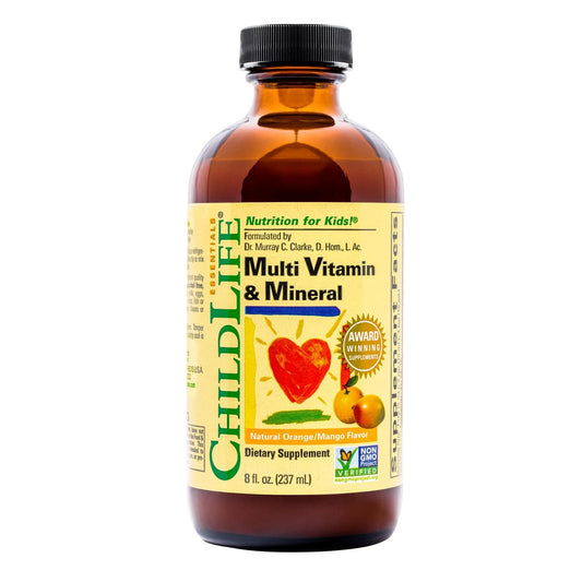 CHILDLIFE ESSENTIALS Multivitamin & Mineral für Kinder – Flüssiges Vitaminpräparat für Kleinkinder & Babys – Natürlicher Orangen-Mango-Geschmack, 237 ml (1er-Pack)