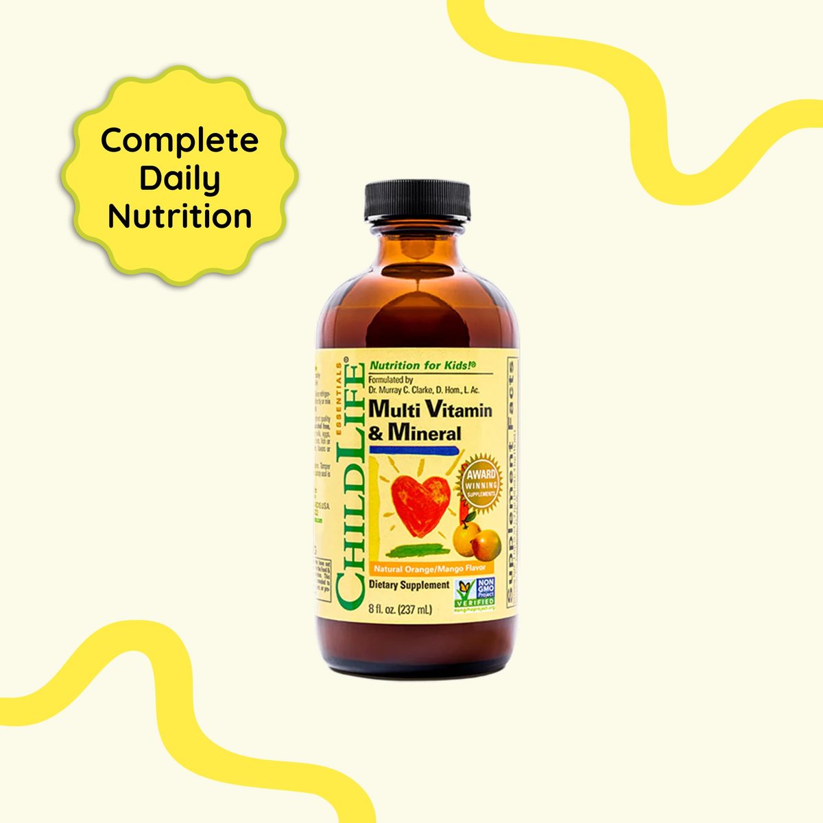 CHILDLIFE ESSENTIALS Multivitamin & Mineral für Kinder – Flüssiges Vitaminpräparat für Kleinkinder & Babys – Natürlicher Orangen-Mango-Geschmack, 237 ml (1er-Pack)