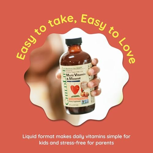 CHILDLIFE ESSENTIALS Multivitamin & Mineral für Kinder – Flüssiges Vitaminpräparat für Kleinkinder & Babys – Natürlicher Orangen-Mango-Geschmack, 237 ml (1er-Pack)