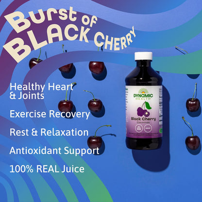 Dynamic Health Pure Black Cherry Unsweetened 100% Juice Concentrate, ohne Zusatzstoffe oder Konservierungsstoffe, Antioxidantien, 237 ml (Verpackung variiert)