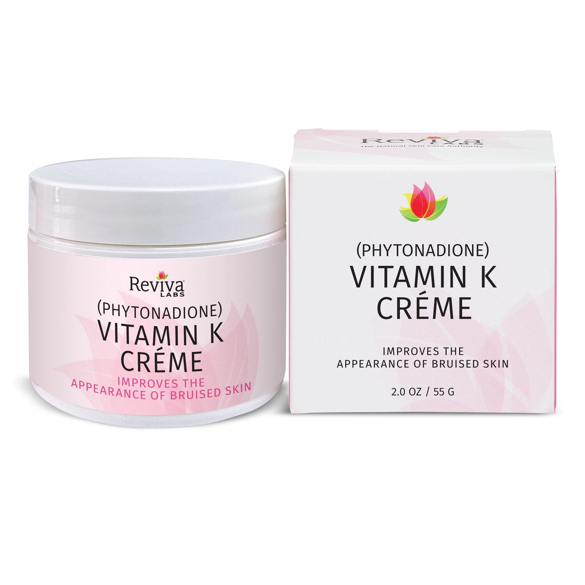 Reviva Labs Vitamin K Creme – gegen Blutergüsse, Augenringe und Falten mit Sojaöl und natürlichen Fruchtextrakten – 59 ml, für Gesicht und Haut