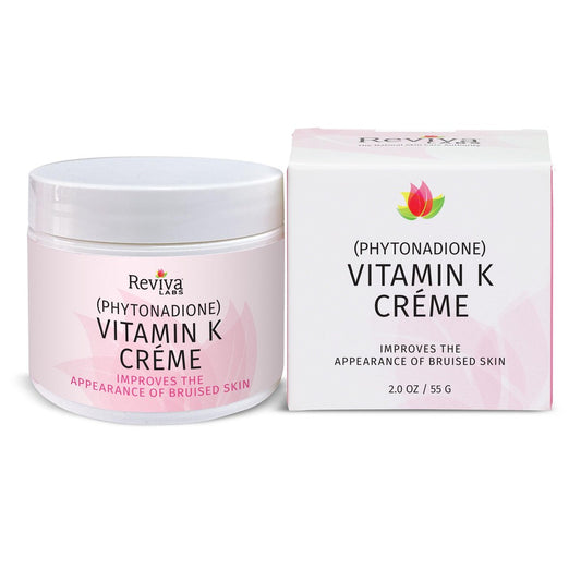 Reviva Labs Vitamin K Creme – gegen Blutergüsse, Augenringe und Falten mit Sojaöl und natürlichen Fruchtextrakten – 59 ml, für Gesicht und Haut
