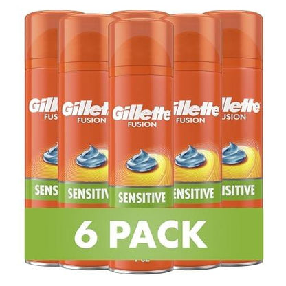 Gillette Fusion5 Ultra Sensitive Rasiergel, 198 ml, Packung mit 6