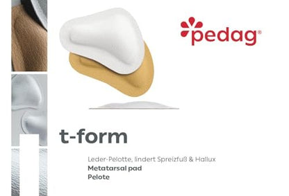 Pedag T-Form Metatarsal-Fußpolster | Anatomisch korrekt | Selbstklebend | Hergestellt in Deutschland | Weiß | Größe Medium (EU 38-40 / US Damen 8-10, Herren 7) | 1 Paar