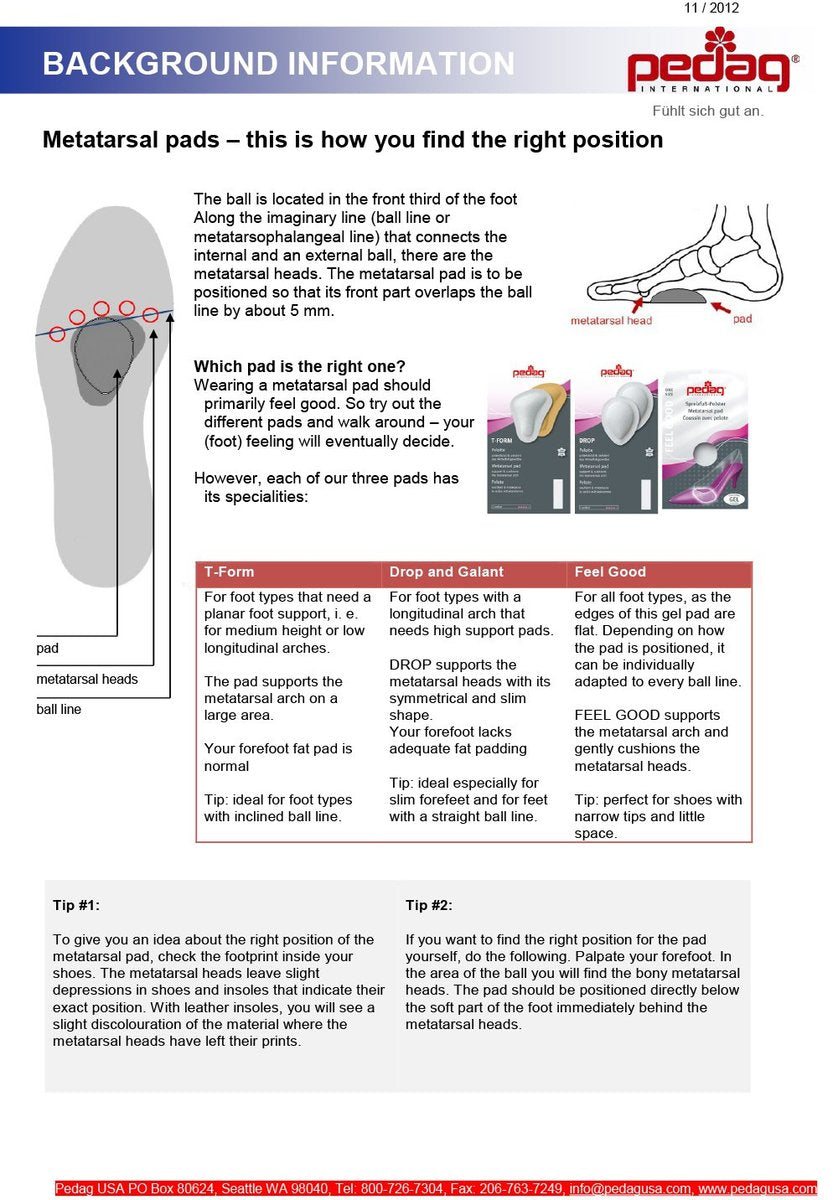 Pedag T-Form Metatarsal-Fußpolster | Anatomisch korrekt | Selbstklebend | Hergestellt in Deutschland | Weiß | Größe Medium (EU 38-40 / US Damen 8-10, Herren 7) | 1 Paar