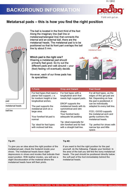 Pedag T-Form Metatarsal-Fußpolster | Anatomisch korrekt | Selbstklebend | Hergestellt in Deutschland | Weiß | Größe Medium (EU 38-40 / US Damen 8-10, Herren 7) | 1 Paar
