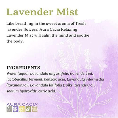 Aura Cacia Entspannender Lavendel Aromatherapie Nebel, 118 ml, reine ätherische Öle, süßes & blumiges Aroma