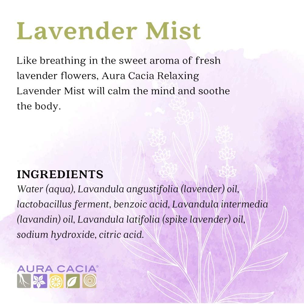 Aura Cacia Entspannender Lavendel Aromatherapie Nebel, 118 ml, reine ätherische Öle, süßes & blumiges Aroma