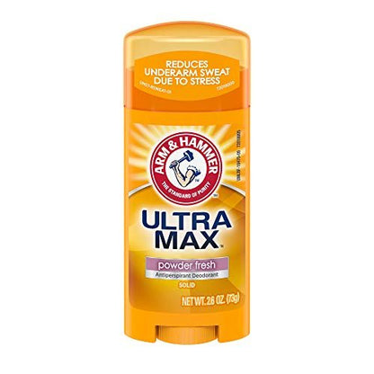Arm & Hammer Ultra Max Antiperspirant Deodorant, Powder Fresh, Solid, 2,6 Unze (Pack mit 6)