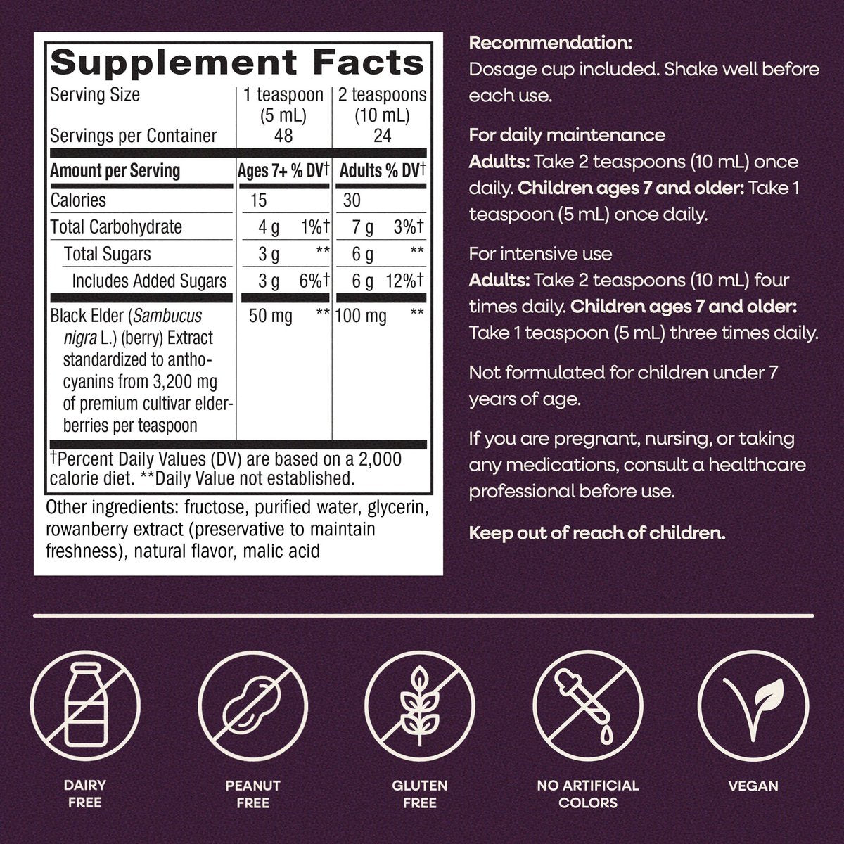 Nature's Way Sambucus Holunder Immunsyrup, Hochkonzentrierter Schwarzer Holunderextrakt, Traditionelle Immununterstützung, Leckerer Beerengeschmack, 237 ml