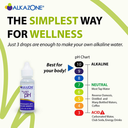 Alkazone pH-Balance-Alkalische Mineraltropfen – Antioxidantien, 1,25 Fl Oz, ergibt 10 Gallonen alkalisches, antioxidantienreiches Wasser, ungesüßt