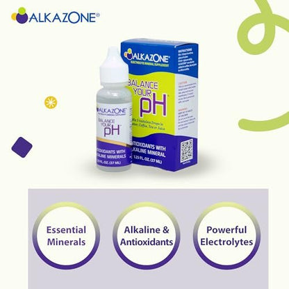 Alkazone pH-Balance-Alkalische Mineraltropfen – Antioxidantien, 1,25 Fl Oz, ergibt 10 Gallonen alkalisches, antioxidantienreiches Wasser, ungesüßt