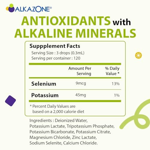 Alkazone pH-Balance-Alkalische Mineraltropfen – Antioxidantien, 1,25 Fl Oz, ergibt 10 Gallonen alkalisches, antioxidantienreiches Wasser, ungesüßt