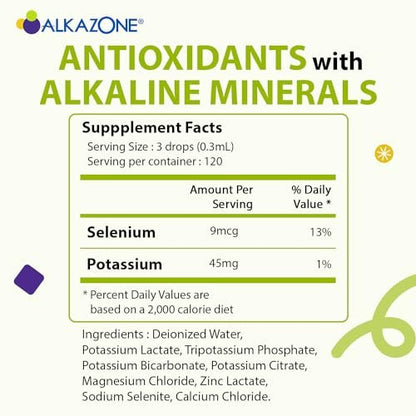 Alkazone pH-Balance-Alkalische Mineraltropfen – Antioxidantien, 1,25 Fl Oz, ergibt 10 Gallonen alkalisches, antioxidantienreiches Wasser, ungesüßt